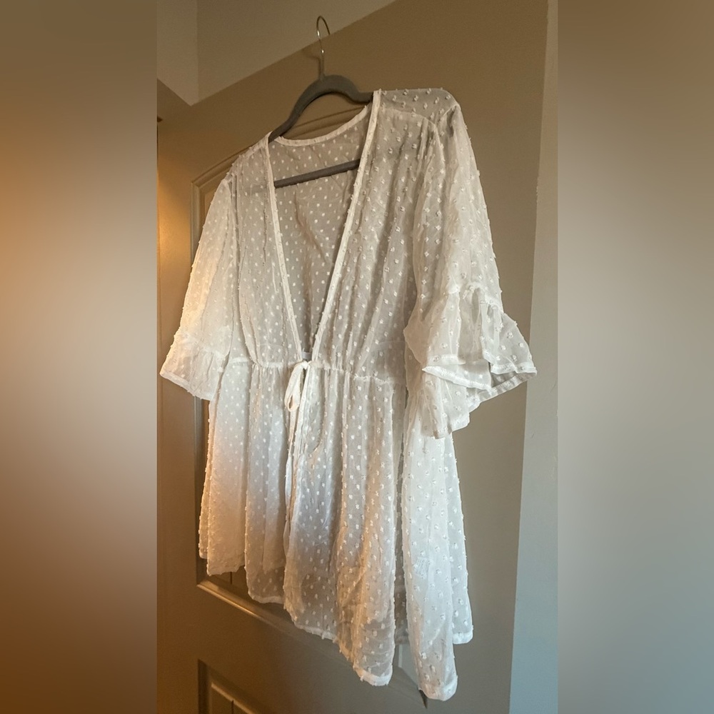 Brand New Romantic White Sheer Women's Over Piece, Size 26